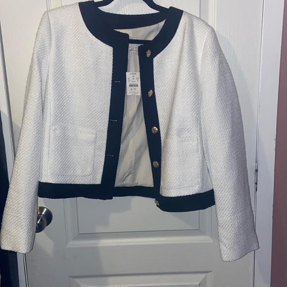 White with black trim gold buttons lady jacket - Picture 1 of 2